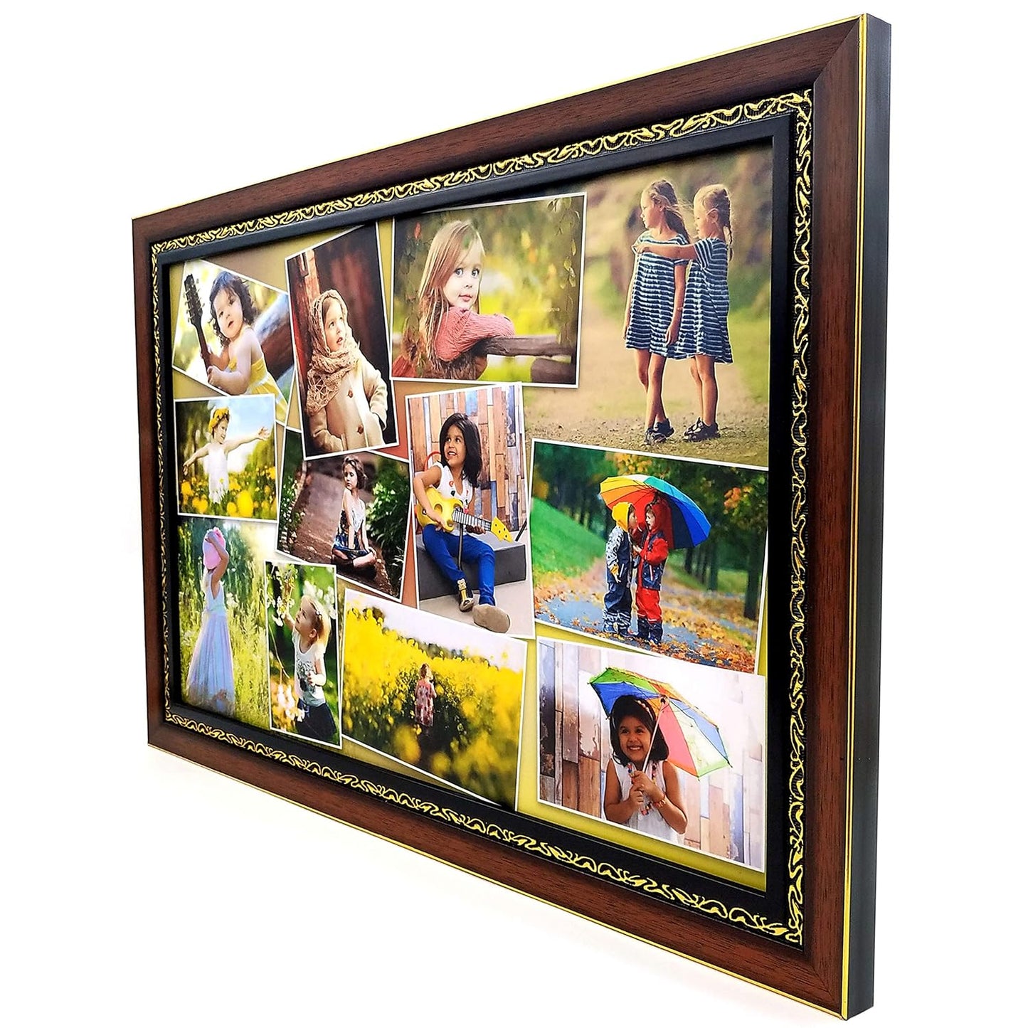 Personalized Rectangular Photo Frames For Wall Decoration Large And Wall Hanging For Living Room / Drawing Room - 12" X 18" Inch, Brown (Cp-113), Synthetic Poly Wood