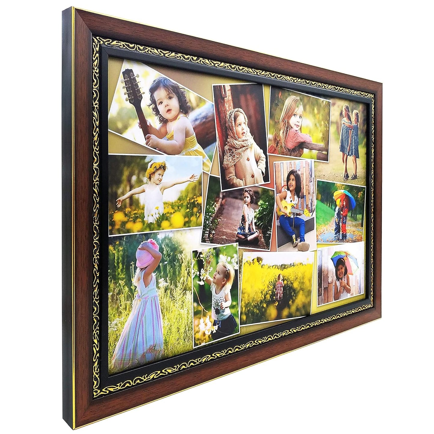 Personalized Rectangular Photo Frames For Wall Decoration Large And Wall Hanging For Living Room / Drawing Room - 12" X 18" Inch, Brown (Cp-113), Synthetic Poly Wood